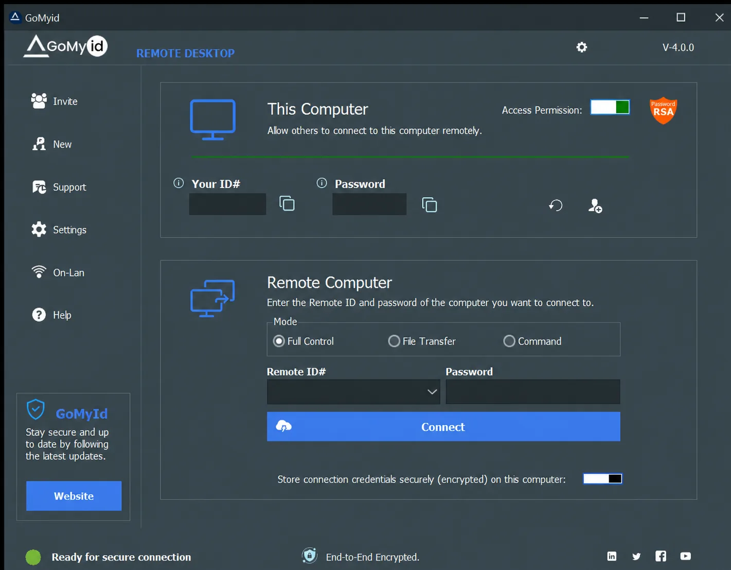 GoMyid Windows remote desktop client